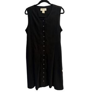 Orvis Size 16 Black Button Up Sleeveless Dress
